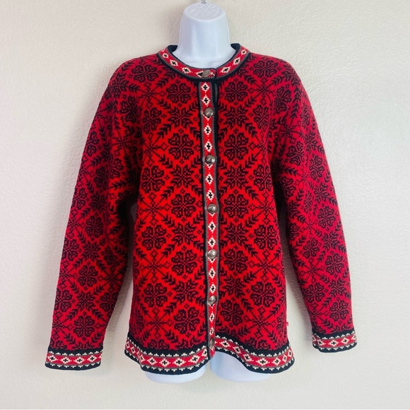 L.L. Bean Merino Lambs Wool Nordic Button Up Sweater Size L - Picture 1 of 5